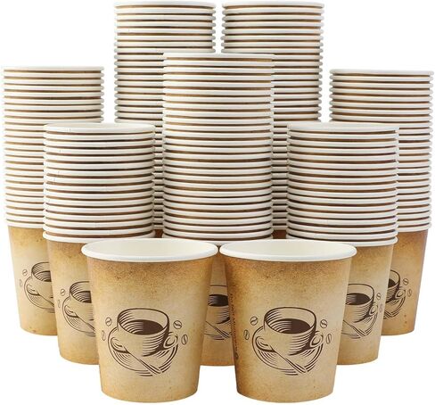 مجموعة Clawsoff 300 فناجين قهوة ورقية سعة 12oz، مشروبات ساخنة/باردة 12oz فناجين قهوة للاستعمال مرة واحدة، تصميم قديم، مانع للتسرب، مشروب ساخن أو بارد، كاكاو، شوكولاتة، لوازم بار القهوة in Kuwait