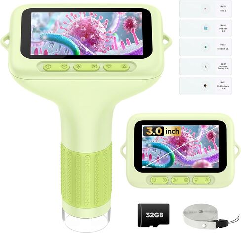 3.0" Screen Digital Microscope for Kids: 1000X Rechargeable Mini Pocket Portable Miniscope Magnifying Glass 4K Coin Jewelry Loupe Edu Science STEM Toy Xmas Gift 4-12 Boys Girls in Kuwait