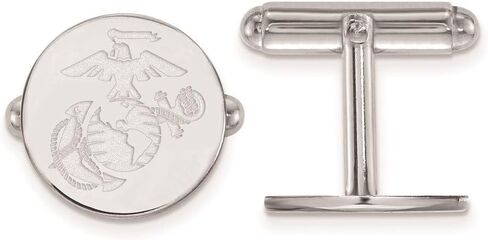 14k White Gold U.S. Marine Corps Disc Cuff Links in Saudi Arabia