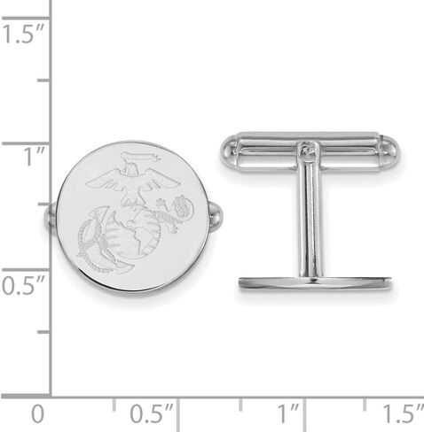 14k White Gold U.S. Marine Corps Disc Cuff Links in Saudi Arabia