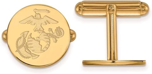 14k Yellow Gold U.S. Marine Corps Disc Cuff Links in Saudi Arabia