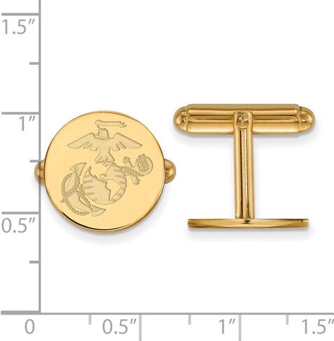 14k Yellow Gold U.S. Marine Corps Disc Cuff Links in Saudi Arabia