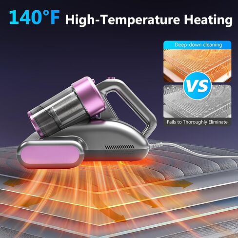 Mattress Vacuum Cleaner UVC 253.7nm Light with 16Kpa Strong Suction, 145°F Heat, Ultrasonic, HEPA Filter, Versatile Bed, Pillow and Couch Vacuum Cleaner (16.4ft Corded, 500W) in Saudi Arabia