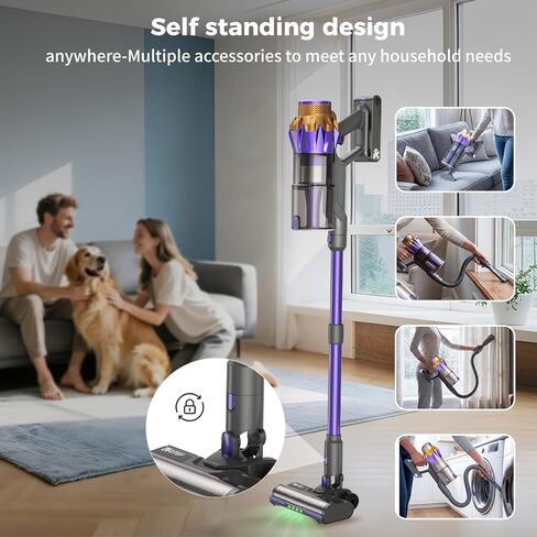 Cordless Vacuum Cleaner 1.8L Dustbin, 600W 55kPa 70Mins Stick Vacuum Cleaners for Home with Pet Brush, Self-Standing and Touch Screen, Vacuum Cordless for Pet Hair/Hardwood/Carpet/Car in Saudi Arabia