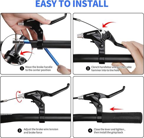 RV01L-F/RUJOI Bike Brake Lever Set,1 Pair Aluminum Alloy Bicycle Brake Handle with 2 Set Bike Brake Cable Wire and Housing for Mountain Bike,MTB, Road Bike, Folding Bike, 2.2cm Diameter in Kuwait