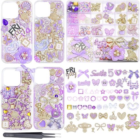 Eiiovcnya 9980 PCS سحر حالة غير مرغوب فيه للحالات غير المرغوب فيها ، مجموعة علبة الهاتف DIY مع أحجار راتنغ لامعة ، أقواس كبيرة ، قلوب ، زهور ، حلوى ، خرز القمامة ، سحر الأظافر. in Kuwait