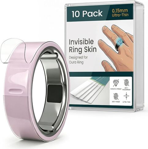 غطاء جلدي شفاف رفيع للغاية لحلقات Oura Gen 4/4 سيراميك/ Oura Gen 3، واقي شفاف غير مرئي مضاد للخدش وملحقات حلقات ذكية، 10 عبوات in Kuwait