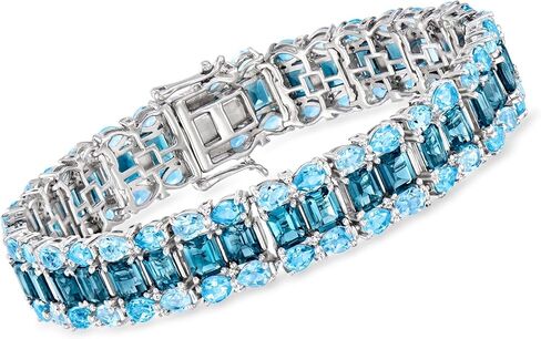 Ross-Simons 25.80 ct. t.w. Tonal Blue and White Topaz Bracelet in Sterling Silver in Saudi Arabia