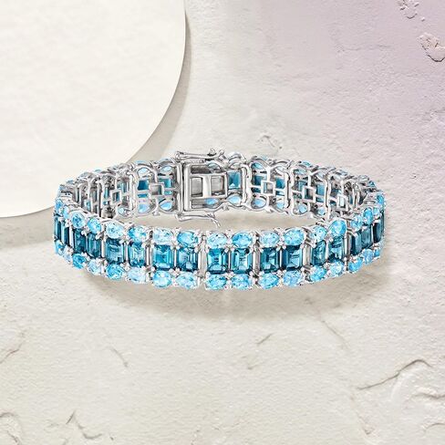 Ross-Simons 25.80 ct. t.w. Tonal Blue and White Topaz Bracelet in Sterling Silver in Saudi Arabia