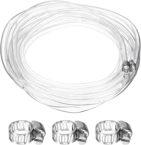 uxcell PVC Clear Vinyl Tubing, 0.24" ID. 0.31" OD. 16.4 ft Length PVC Tube, Drain Hose, Water Pump Hose, Irrigation Pipe, Plastic Tube with Clamps for Water Oil Transfer, Transparent in Saudi Arabia