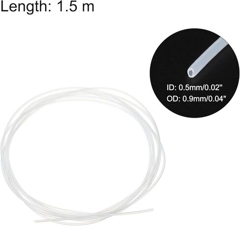 خرطوم أنابيب PTFE بطول 150 سم / 4.92 قدم، 0.5 مم معرف 0.9 مم OD أنبوب درجة حرارة عالية، خرطوم طابعة ثلاثي الأبعاد عازل أبيض للنقل in Saudi Arabia