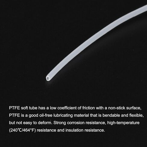 خرطوم أنابيب PTFE بطول 150 سم / 4.92 قدم، 0.5 مم معرف 0.9 مم OD أنبوب درجة حرارة عالية، خرطوم طابعة ثلاثي الأبعاد عازل أبيض للنقل in Saudi Arabia