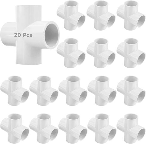 20 قطعة من موصلات متقاطعة من البولي فينيل كلوريد بأربعة اتجاهات، تجهيزات تي شيرت متينة مقاس 1/2 بوصة للاستخدام في الدفيئة الزراعية والأثاث والمشروعات الخارجية in Kuwait