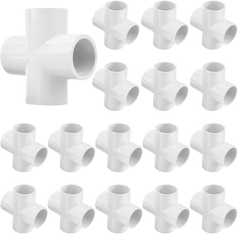 20 قطعة من موصلات متقاطعة من البولي فينيل كلوريد بأربعة اتجاهات، تجهيزات تي شيرت متينة مقاس 1/2 بوصة للاستخدام في الدفيئة الزراعية والأثاث والمشروعات الخارجية in Kuwait