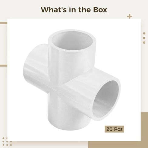 20 قطعة من موصلات متقاطعة من البولي فينيل كلوريد بأربعة اتجاهات، تجهيزات تي شيرت متينة مقاس 1/2 بوصة للاستخدام في الدفيئة الزراعية والأثاث والمشروعات الخارجية in Kuwait