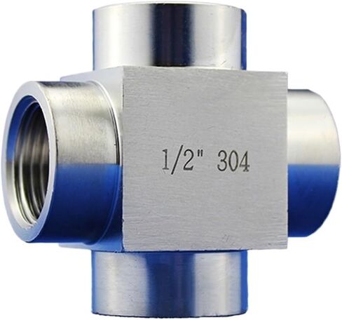1 PCS Stainless Steel High Pressure 4-way Nipple Fitting 300P 1/4" 1/2" 3/4" Female Thread Cross Equal Diameter Adapter(3/4") in Kuwait