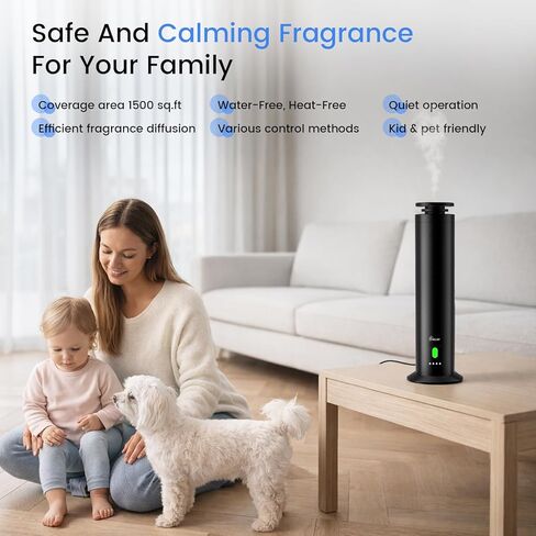 Hotel Collection Diffuser Machine,Remote,Whisper-Quiet,Aluminum,1500 Sq Ft,Waterless Essential Oil Diffuser - Matte Black in Saudi Arabia