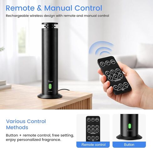 Hotel Collection Diffuser Machine,Remote,Whisper-Quiet,Aluminum,1500 Sq Ft,Waterless Essential Oil Diffuser - Matte Black in Saudi Arabia