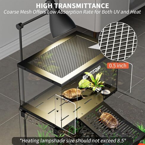 منصة ورسام السلحفاة والرصيف - منحدر سلحفاة من الفولاذ المقاوم للصدأ ، السطح غير القابل للانزلاق - يناسب الخزانات العريضة 18-20 بوصة ، 40/50 // 59/65/75/90/100/125/150 جالون جالون in Kuwait