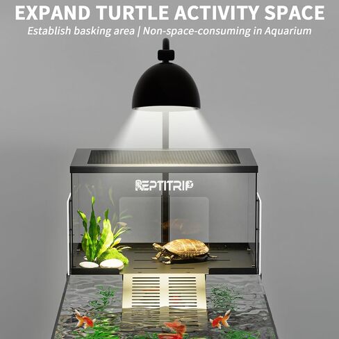 منصة ورسام السلحفاة والرصيف - منحدر سلحفاة من الفولاذ المقاوم للصدأ ، السطح غير القابل للانزلاق - يناسب الخزانات العريضة 18-20 بوصة ، 40/50 // 59/65/75/90/100/125/150 جالون جالون in Kuwait