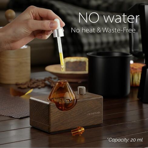 موزع روائح الزيوت العطرية الزجاجي الفاخر من العنبر مع قاعدة خشبية مصنوعة يدويًا للعلاج بالروائح العطرية، موزع روائح ريترو بدون ماء مع رذاذ بارد، بخاخات زيت لاسلكية قابلة لإعادة الشحن مع مصباح LED ومؤقت، موديل 2026 in Kuwait