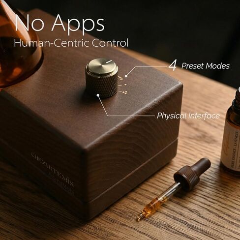 موزع روائح الزيوت العطرية الزجاجي الفاخر من العنبر مع قاعدة خشبية مصنوعة يدويًا للعلاج بالروائح العطرية، موزع روائح ريترو بدون ماء مع رذاذ بارد، بخاخات زيت لاسلكية قابلة لإعادة الشحن مع مصباح LED ومؤقت، موديل 2026 in Kuwait