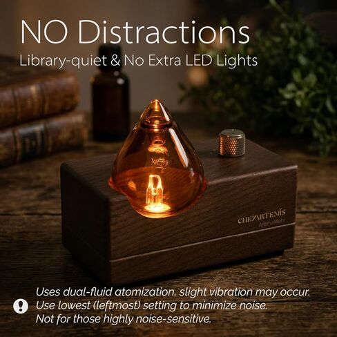 موزع روائح الزيوت العطرية الزجاجي الفاخر من العنبر مع قاعدة خشبية مصنوعة يدويًا للعلاج بالروائح العطرية، موزع روائح ريترو بدون ماء مع رذاذ بارد، بخاخات زيت لاسلكية قابلة لإعادة الشحن مع مصباح LED ومؤقت، موديل 2026 in Kuwait