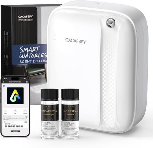 Waterless Essential Oil Diffuser,(2 * 50ml Fragrances Included) 3000 Sq.Ft Coverage 400ml Capacity Hotel Scent Diffuser,Cold Air Tech, App & Button Control,Scent Diffusers for Home Large Room (Black) in Kuwait