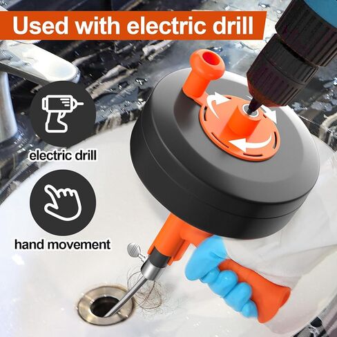 استنزاف المياه، ثعبان السباكة مع محول الحفر، 35ft الثقيلة بالوعة الصلب مرنة السباكة اوجير الحمام أداة إزالة انسداد الشعر، يدوي أو مدعوم - لا سحب تلقائي أو تغذية in Kuwait