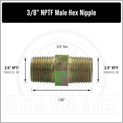تركيبات هيدروليكية للحلمة السداسية ذكر 3/8 بوصة NPTF × 3/8 بوصة (عبوة من 5) | محولات مستقيمة من الفولاذ الكربوني المطلي بالزنك | 5404-06-06 in Kuwait