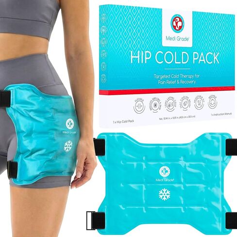حزمة باردة للورك من الدرجة المتوسطة مع حزام قابل للتعديل - حزمة ثلج الورك لتخفيف آلام الورك - غلاف جل بارد قابل لإعادة الاستخدام - غلاف علاج بارد مرن لاستعادة تورم الالتهاب ودعم الحركة اليومية in Kuwait