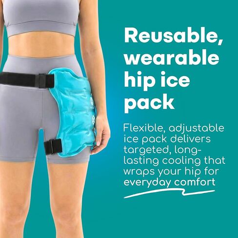حزمة باردة للورك من الدرجة المتوسطة مع حزام قابل للتعديل - حزمة ثلج الورك لتخفيف آلام الورك - غلاف جل بارد قابل لإعادة الاستخدام - غلاف علاج بارد مرن لاستعادة تورم الالتهاب ودعم الحركة اليومية in Kuwait