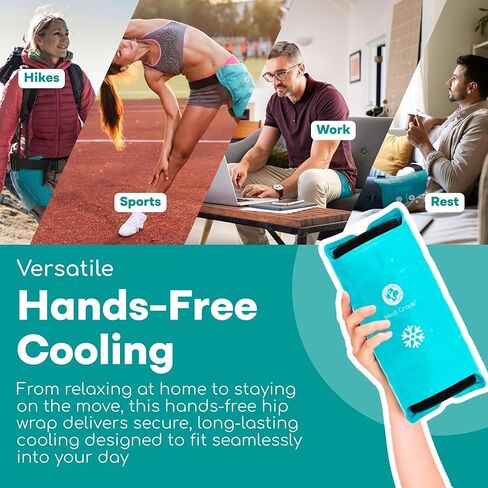 حزمة باردة للورك من الدرجة المتوسطة مع حزام قابل للتعديل - حزمة ثلج الورك لتخفيف آلام الورك - غلاف جل بارد قابل لإعادة الاستخدام - غلاف علاج بارد مرن لاستعادة تورم الالتهاب ودعم الحركة اليومية in Kuwait