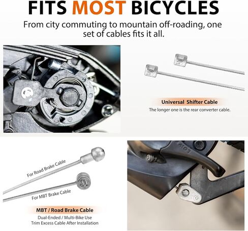طقم كابل الدراجة العالمي EMERK، مجموعة استبدال كابل فرامل الدراجة والتحويل مع غطاء وكابلات Derailleur وأغطية نهاية وحلقات دائرية، يناسب دراجات الحصى على الطرق الجبلية، أسود in Kuwait