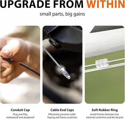 طقم كابل الدراجة العالمي EMERK، مجموعة استبدال كابل فرامل الدراجة والتحويل مع غطاء وكابلات Derailleur وأغطية نهاية وحلقات دائرية، يناسب دراجات الحصى على الطرق الجبلية، أسود in Kuwait