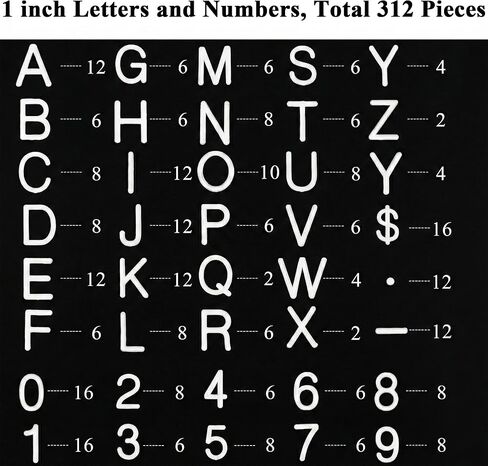 White Letter Board Letters 1 Inch - 312 Premium White Plastic Letters for Letter Board, Felt Board Letters for 1 Inch, Perfect for Letterboards, Directory Boards, and More in Kuwait