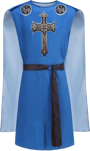 Colorful House Adult Medieval Knight Theme Party Costume - Blue California Knight Robe and Cloak for Christmas Party in Saudi Arabia