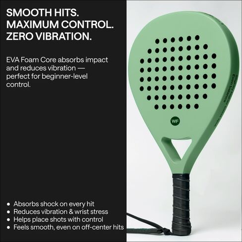Padel Racket with Overgrip & 2 Wristbands – Memory EVA Foam, Perfectly Balanced – Pala de Padel – Fiberglass Paddle for Beginners and Intermediates – Includes 420D Fiber Bag in Kuwait