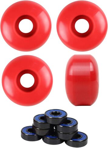 TGM Skateboards Skateboard Wheels with ABEC 7 Bearings and Spacers (Red, 60mm) in Kuwait