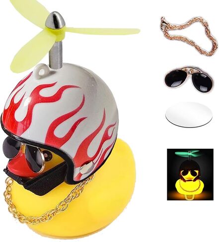 ACEDOAMARE Duck Bike Bell, Cute Rubber Yellow Duck Bicycle Accessories LED Light Propeller Cool Flame Mirror Helmet Squeeze Horns for Cycling Motorcycle Handlebar Bicycle in Saudi Arabia
