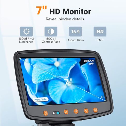 مجهر ليبان الرقمي مع شاشة LCD مقاس 7 بوصات، مجهر لحام تكبير 1500X مع HDMI، مجهر عملة مع مستشعر صورة 12 ميجابكسل، متوافق مع Windows/Mac/TV (بطاقة 32 جيجابايت) in Kuwait