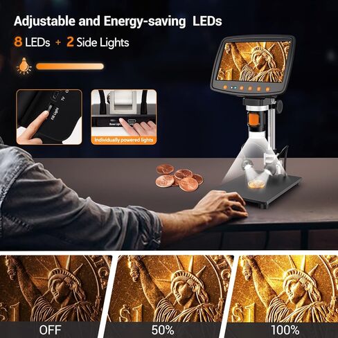 مجهر ليبان الرقمي مع شاشة LCD مقاس 7 بوصات، مجهر لحام تكبير 1500X مع HDMI، مجهر عملة مع مستشعر صورة 12 ميجابكسل، متوافق مع Windows/Mac/TV (بطاقة 32 جيجابايت) in Kuwait