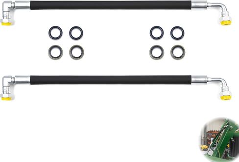 2 قطعة خرطوم هيدروليكي AW29374 مناسب للرافعات الأمامية لجون ديري موديل D120 D160 D170 H120 H130 H160 H165 120E 120R 200X 200CX 210 300 300X 300CX 300E 300R 400E 400X 400CX 410 419 420 430 512 in Kuwait