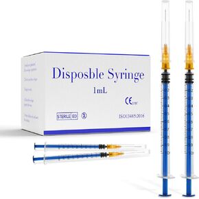 100 عبوة 1 مل من المحاقن بإبرة، 25 جم إبرة مختبر 1 بوصة للاستعمال مرة واحدة ومعبأة بشكل فردي، محاقن للمختبرات العلمية الصناعية، قياس السوائل وتوزيعها in Kuwait