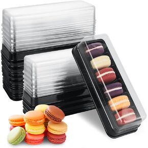 100 Pack Macaron Box with Clear Lids, Small Macaron Boxes with 6 Grid, Macaroon Containers Dessert Display Cases for Chocolate, Candy Party Favor Boxes in Saudi Arabia