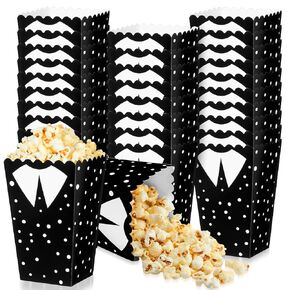 24 قطعة من صناديق الفشار للأفلام القوطية من جيلبروب، هدايا لحفلات أعياد الميلاد، باللون الأسود والأبيض القوطي، صناديق الفشار والوجبات الخفيفة، صناديق حلوى الرعب المخيف، مستلزمات حفلات الأفلام in Kuwait