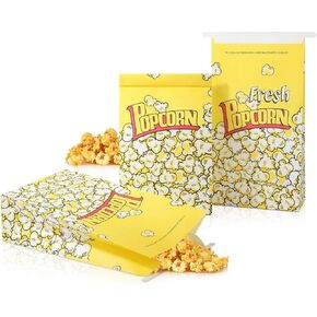50 Pack Paper Popcorn Bags with Tin Tie Tab Lock 9.1x5.9x2.8 Inch Bakery Cookie Food Bags for Popcorn Machine Supplies in Saudi Arabia