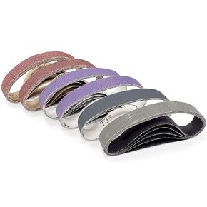 أحزمة صنفرة مقاس 1/2 بوصة × 18 بوصة، 30 قطعة و6 حبيبات (80/120/240/400/1000/3000) - أحزمة زركونيا وألومينا وكربيد السيليكون لأجهزة وين وريوبي وأسترو وإنجرسول إير وآلات صنفرة التفاصيل - الطحن وإزالة الأزيز والتلميع in Kuwait