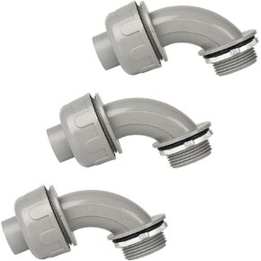 موصلات القناة، موصل سائل محكم مقاس 1 بوصة NPT غير معدني لتركيبات القنوات الكهربائية المرنة البلاستيكية، 90 درجة، مدرج في قائمة UL لأدوات الأنابيب المنزلية الخارجية، رمادي (9 عبوات) in Kuwait