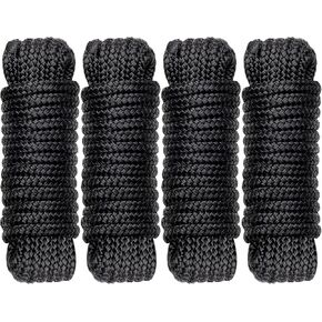 Boat Dock Lines Marine Rope - 3/8" x 25ft with Pre-Spliced 12" Loop Double Braided Nylon Ropes Bumper Tie Mooring Line for Boats Docking Pontoon Boating Accessories - 4 Pack in Kuwait